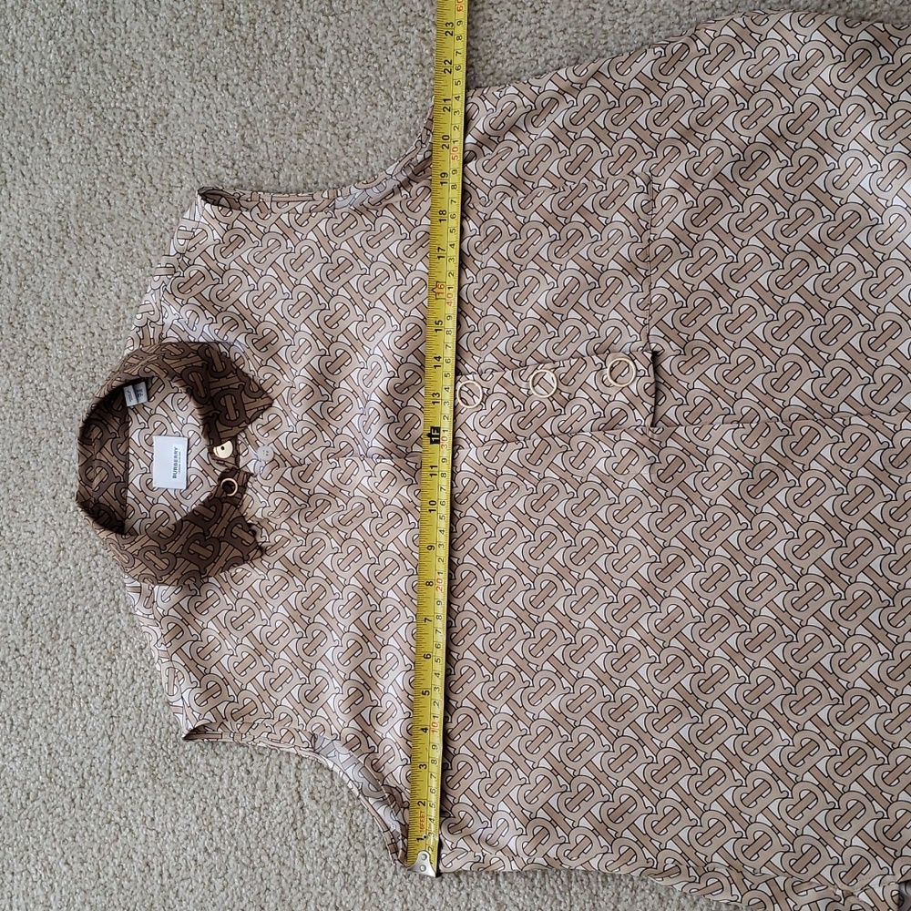 BURBERRY TB MONOGRAM 100% SILK OVERSIZED SHIRT BLOUSE TOP - Picture 12 of 13